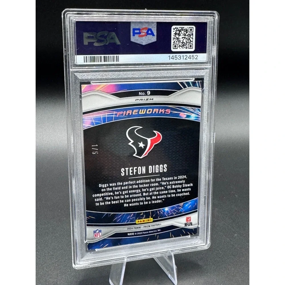 2024 Panini Prizm Stefon Diggs Fireworks Gold Vinyl 1/5 PSA 9 Mint Texans #9